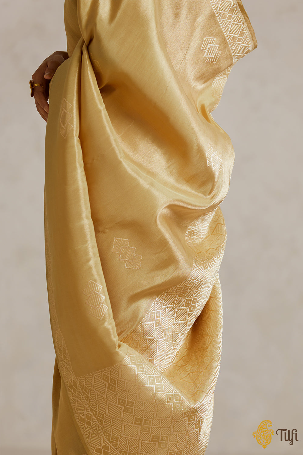Green-Gold Pure Ektara Silk Tissue Banarasi Handloom Saree