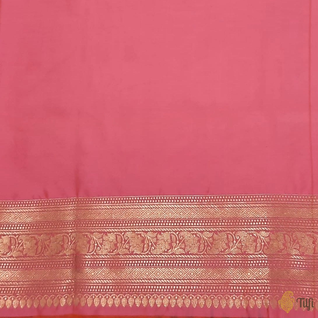 Midnight Blue-Pink Pure Katan Silk Banarasi Handloom Saree