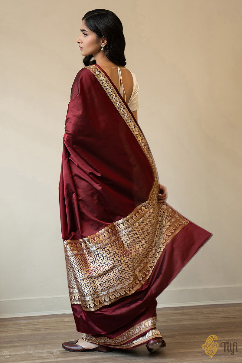 Maroon Plain Tissue Saree – Kumaran Silks