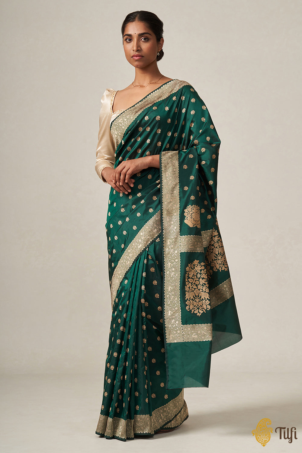 Buy Navy Blue Heavy Banarasi Silk Sari Online in USA |Silver Zari Work –  Pure Elegance