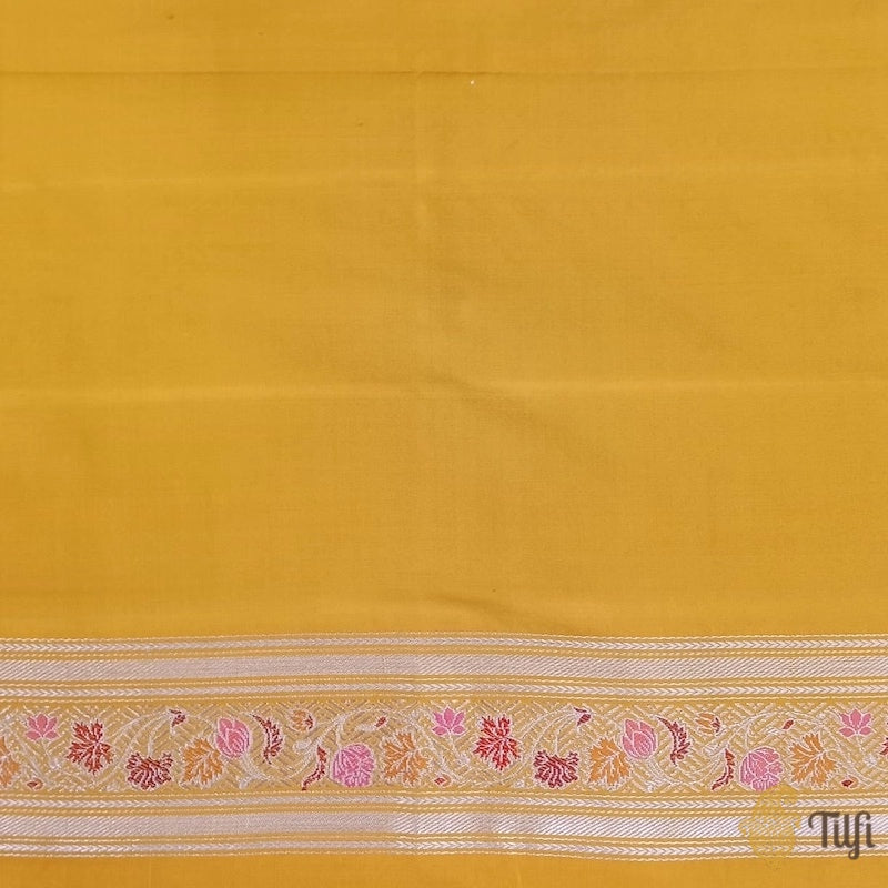 &#39;Malini&#39; Mustard Pure Katan Silk Banarasi Handloom Saree