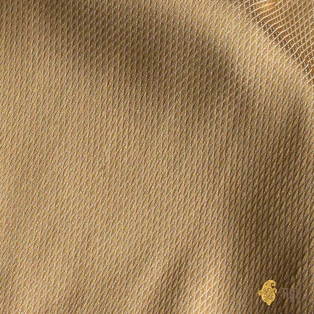 Gold Pure Katan Silk Banarasi Handloom Fabric