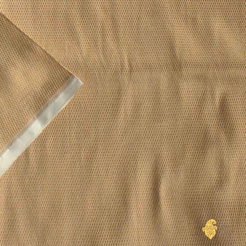 Gold Pure Katan Silk Banarasi Handloom Fabric