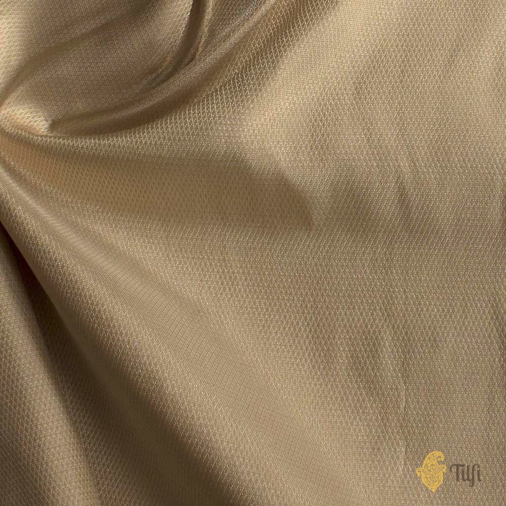 Light Gold Pure Katan Silk Banarasi Handloom Fabric