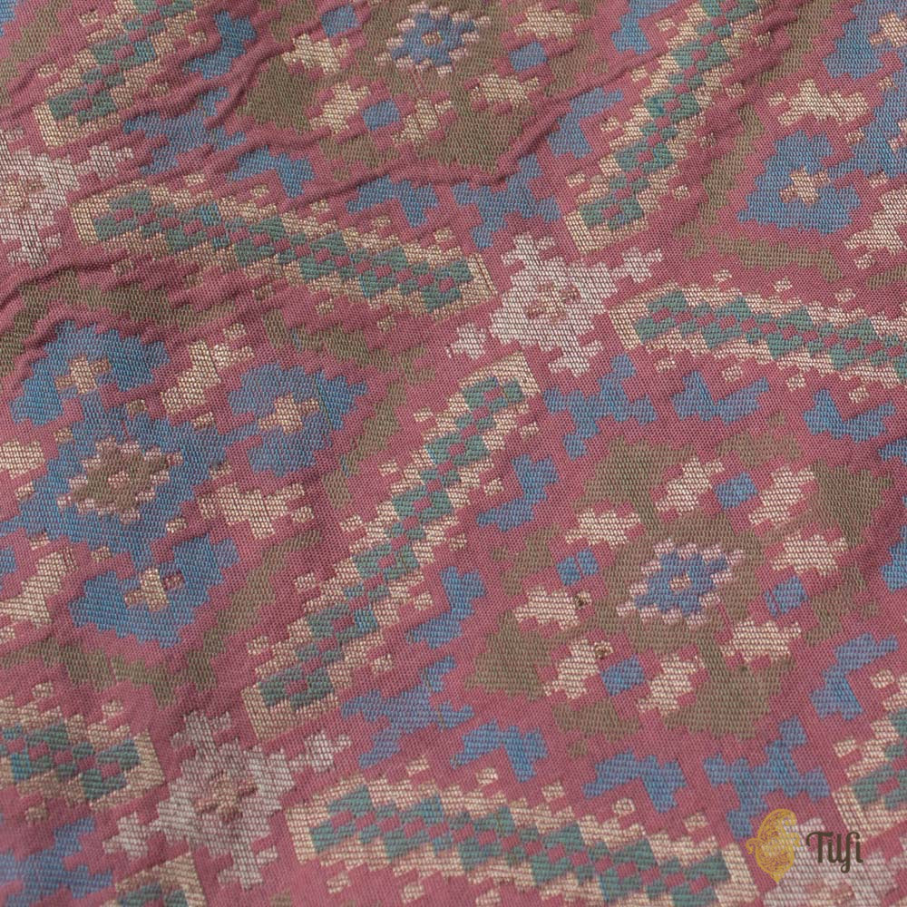 Pink Pure Katan Silk Banarasi Handloom Patola Fabric