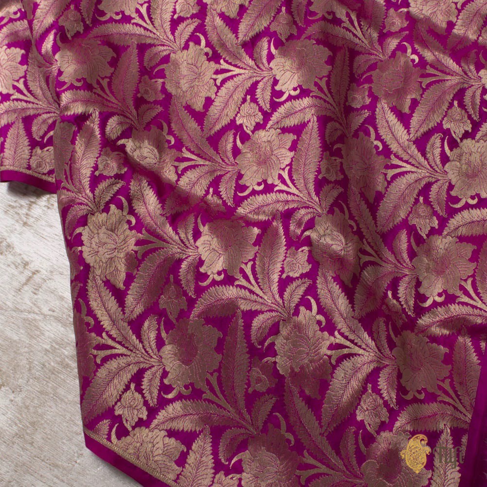 Rani Pink Pure Katan Silk Banarasi Handloom Fabric