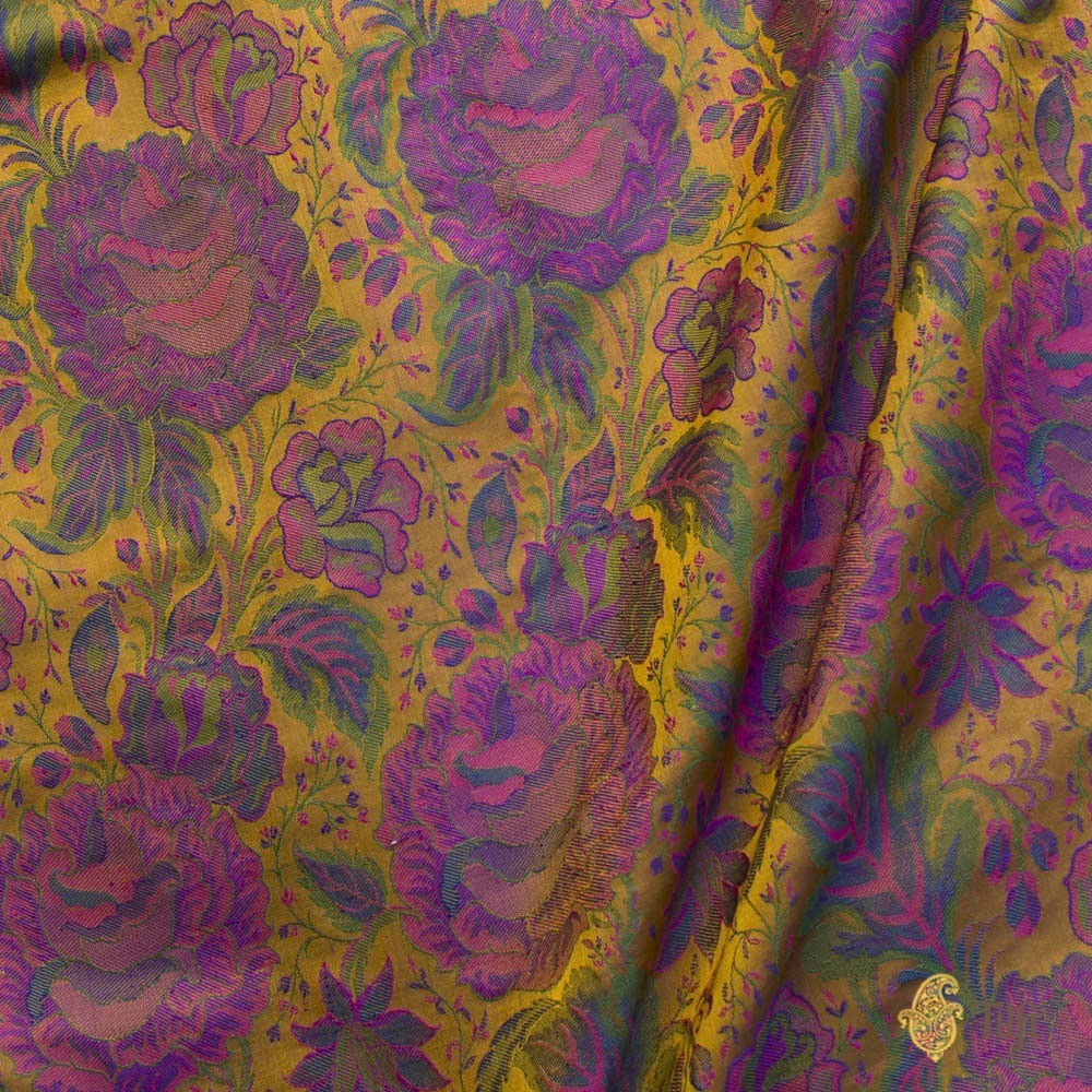 Multicolour Pure Soft Satin Silk Banarasi Handloom Fabric