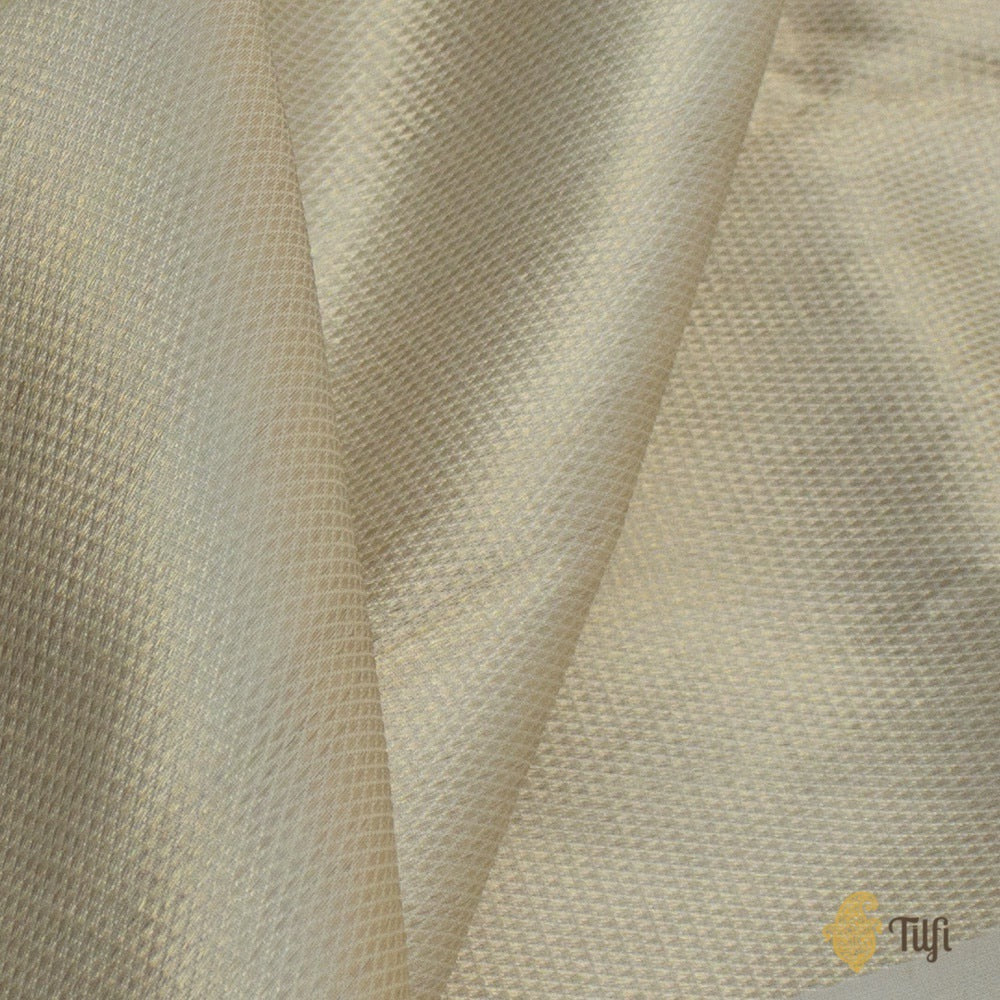 Light Gold Pure Katan Silk Banarasi Zari Vasket Handloom Fabric