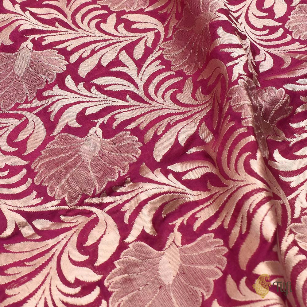 Deep Indian Pink Pure Silk Georgette Banarasi Handloom Fabric