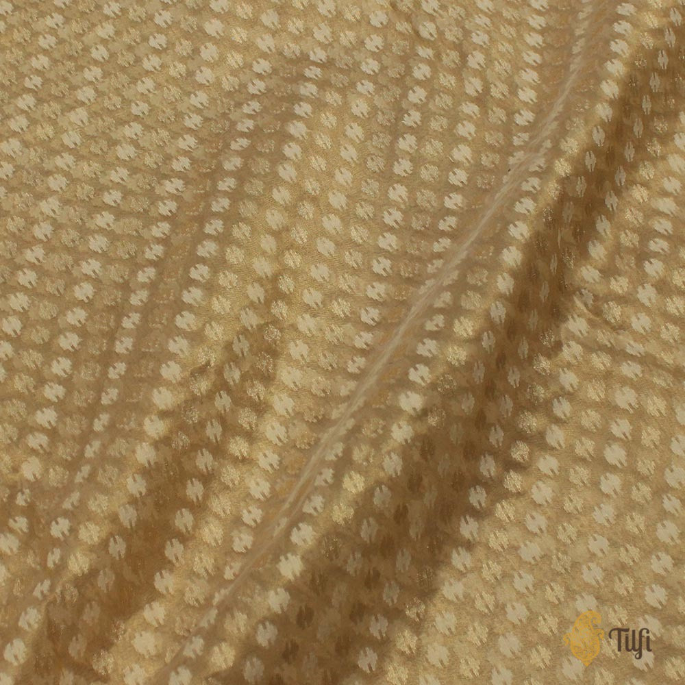 Gold Pure Kora Silk Tissue Banarasi Handloom Fabric