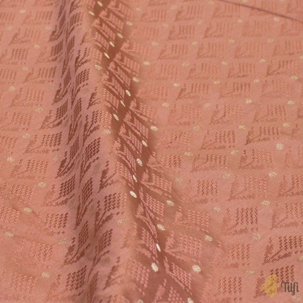 Old Rose Pink Pure Soft Satin Silk Banarasi Handloom Fabric