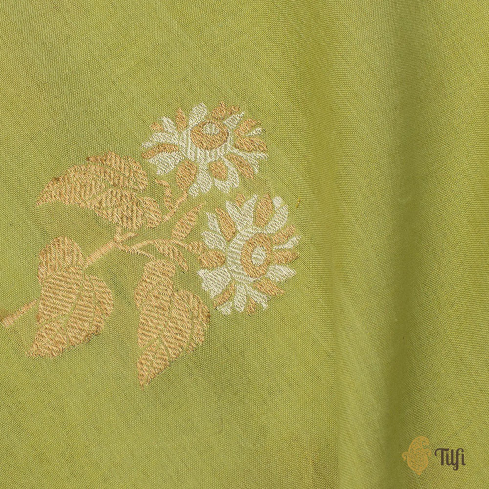 Pista Green Pure Ektara Cotton Banarasi Handloom Fabric