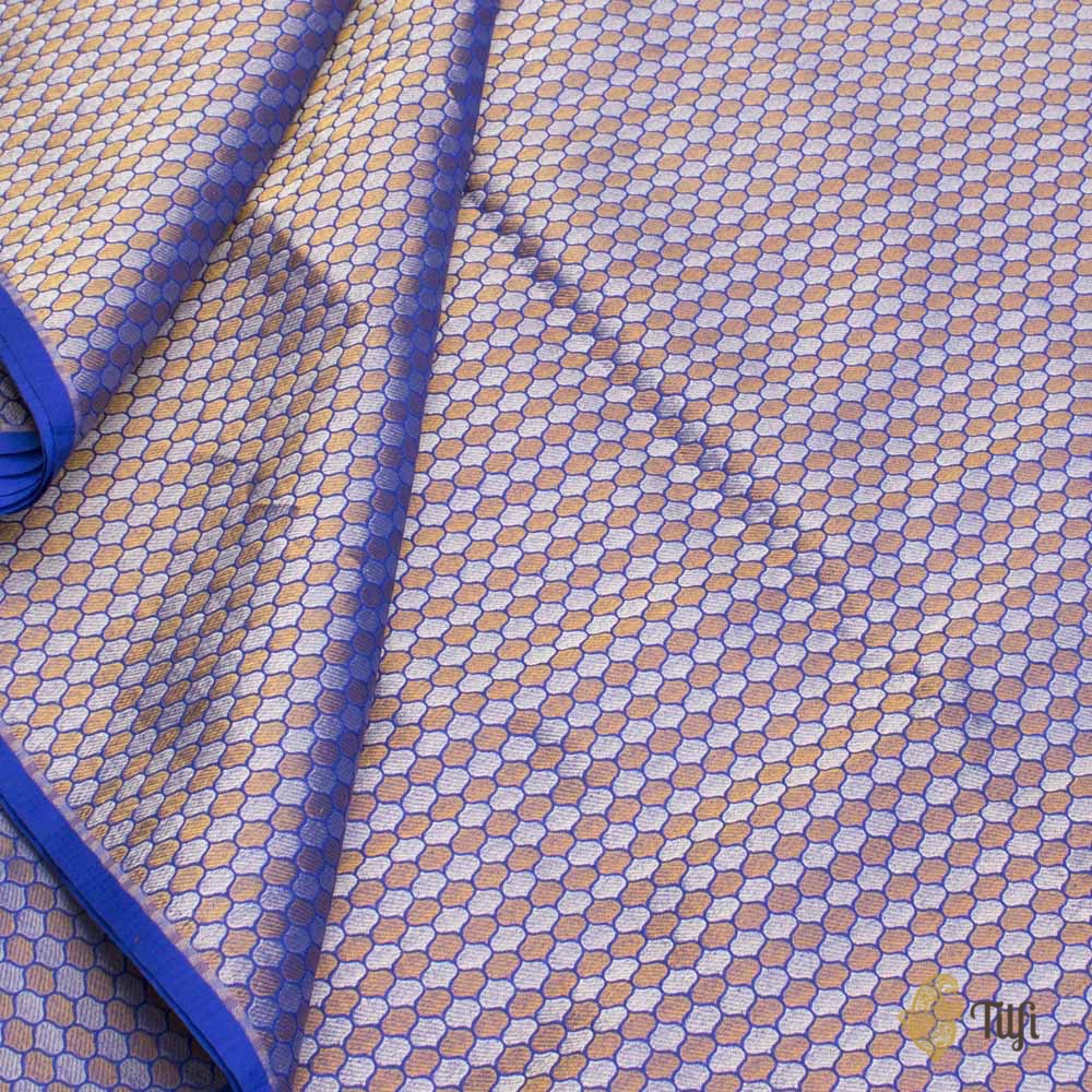 Royal Blue Pure Katan Silk Banarasi Handloom Fabric
