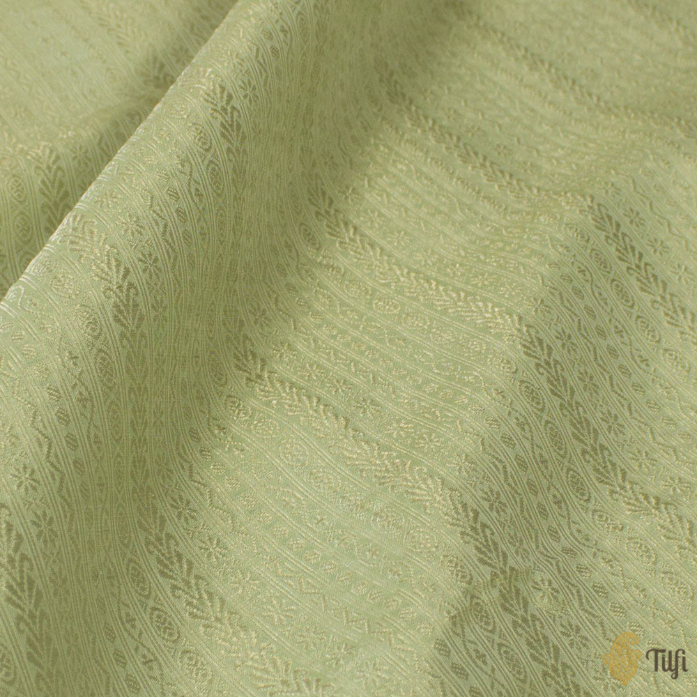 Light Pista Green Pure Katan Silk Banarasi Handloom Fabric
