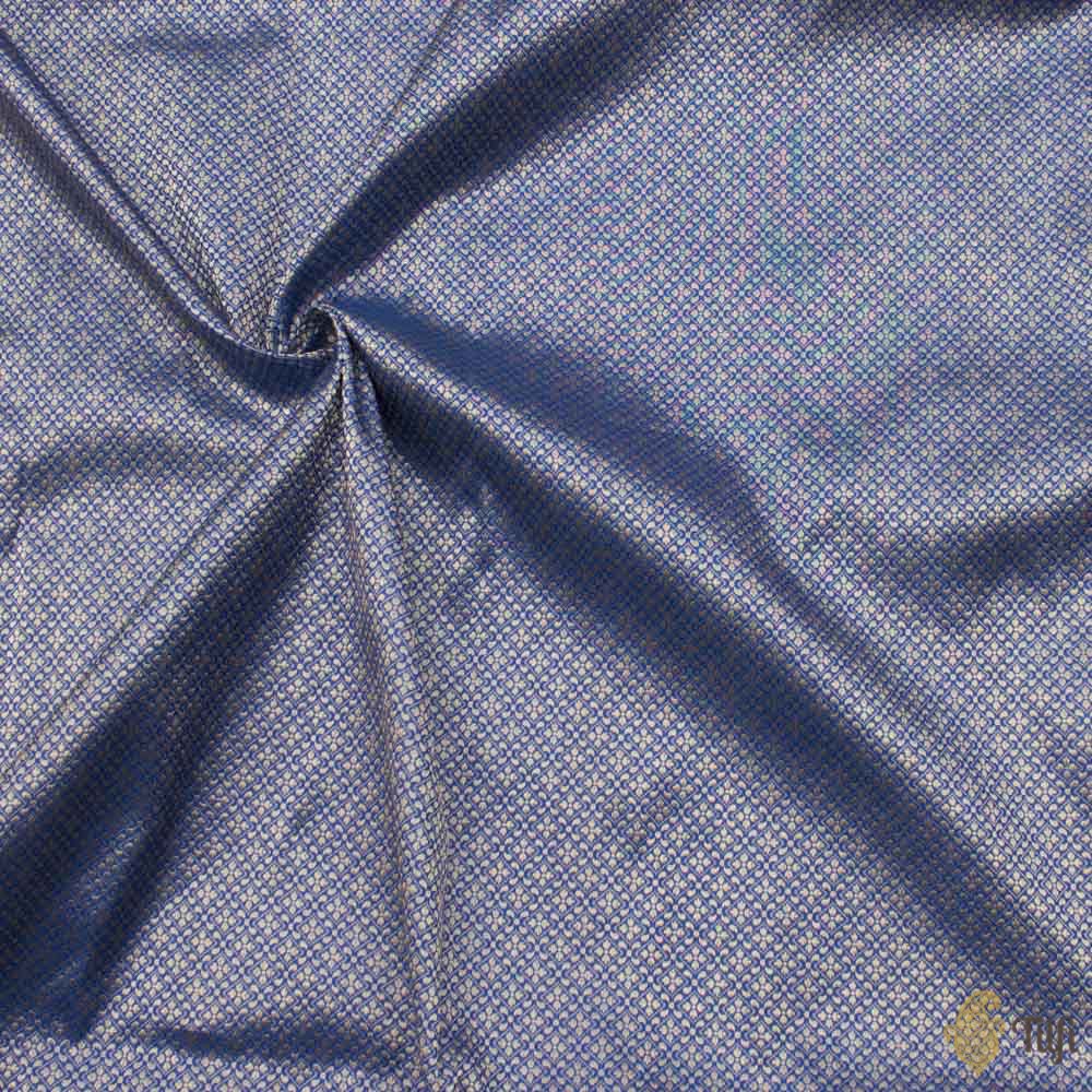Blue Pure Katan Silk Banarasi Handloom Fabric