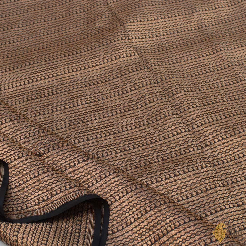 Black Pure Katan Silk Banarasi Handloom Fabric