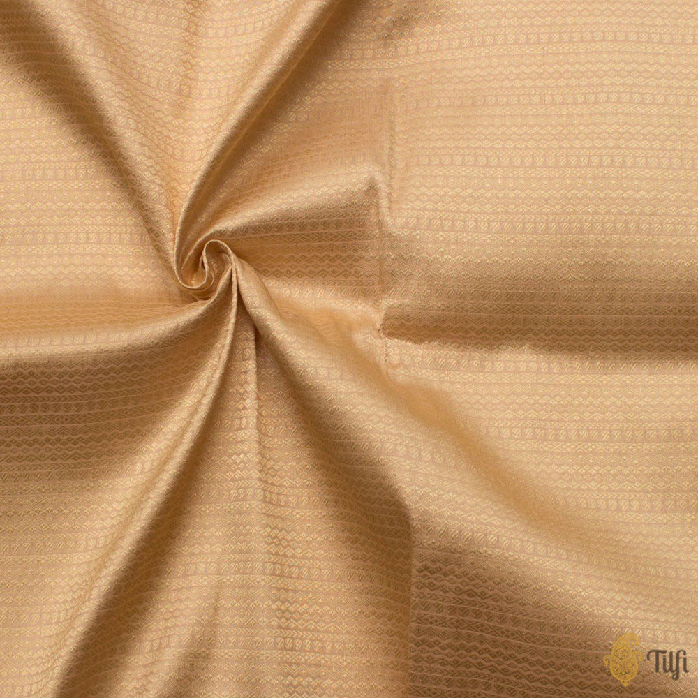 Light Peach Pure Katan Silk Banarasi Handloom Fabric