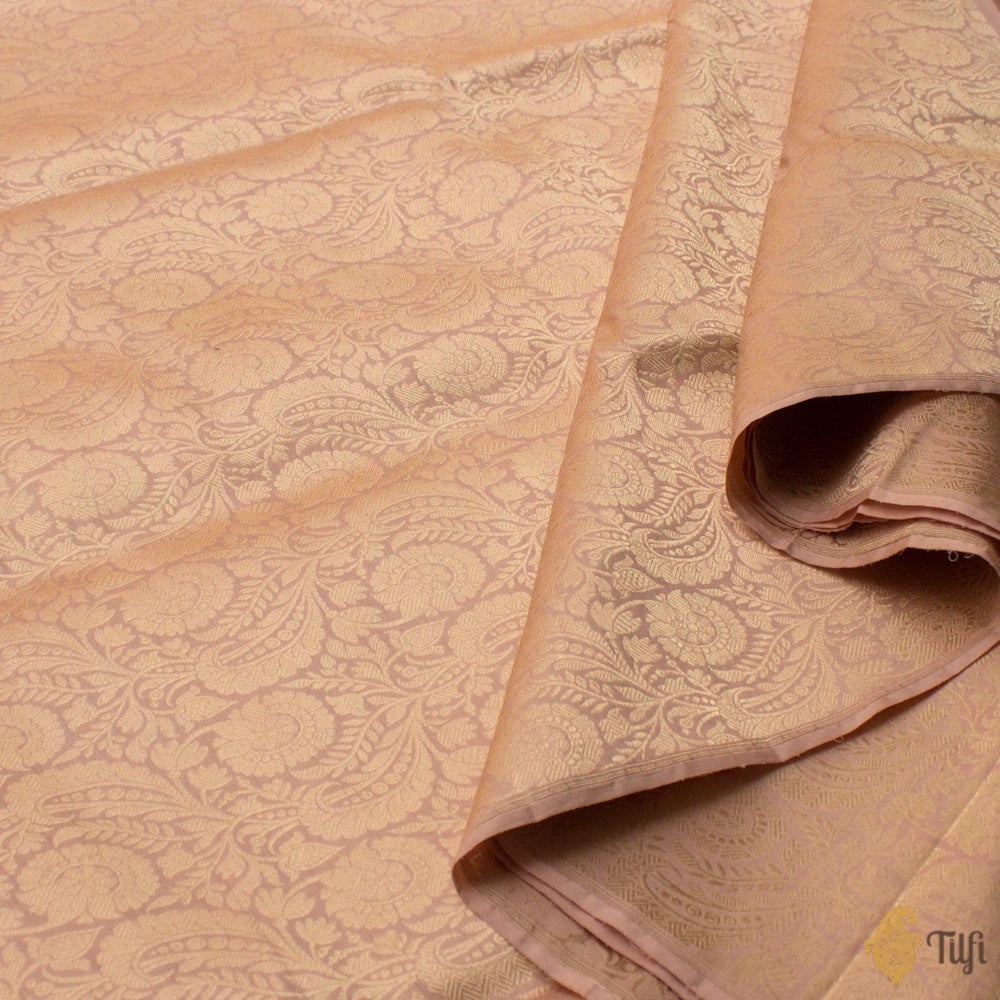 Light Old Rose Pink Pure Katan Silk Banarasi Handloom Fabric