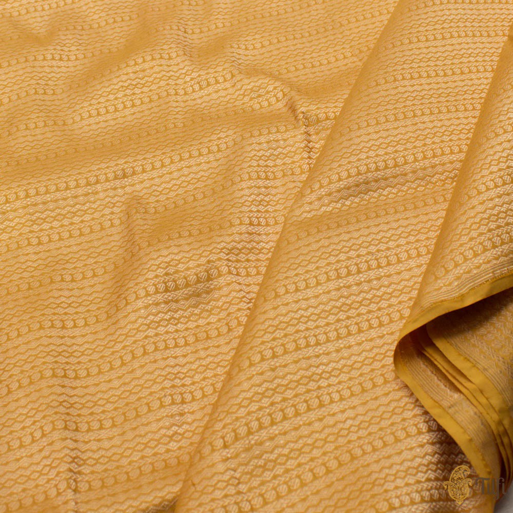 Mustard Pure Katan Silk Banarasi Handloom Fabric