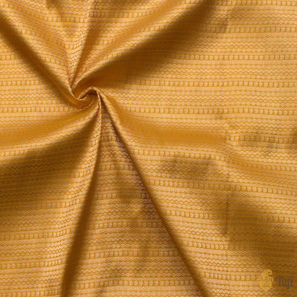 Mustard Pure Katan Silk Banarasi Handloom Fabric