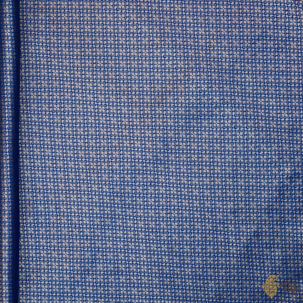 Blue Pure Katan Silk Banarasi Handloom Fabric