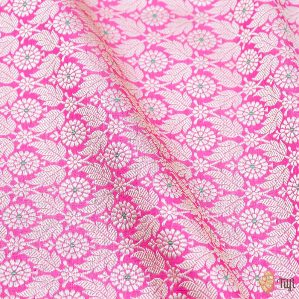 Peach-Pink Pure Katan Silk Banarasi Handloom Fabric