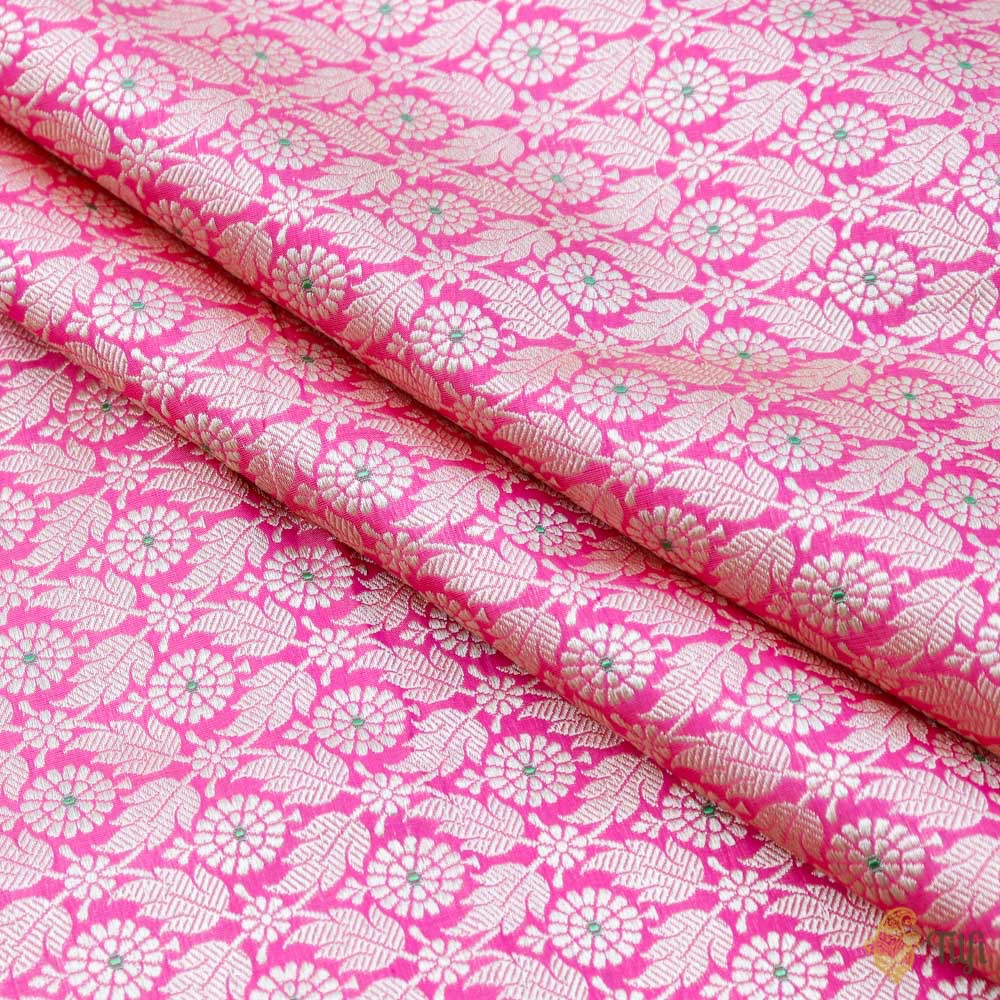 Peach-Pink Pure Katan Silk Banarasi Handloom Fabric