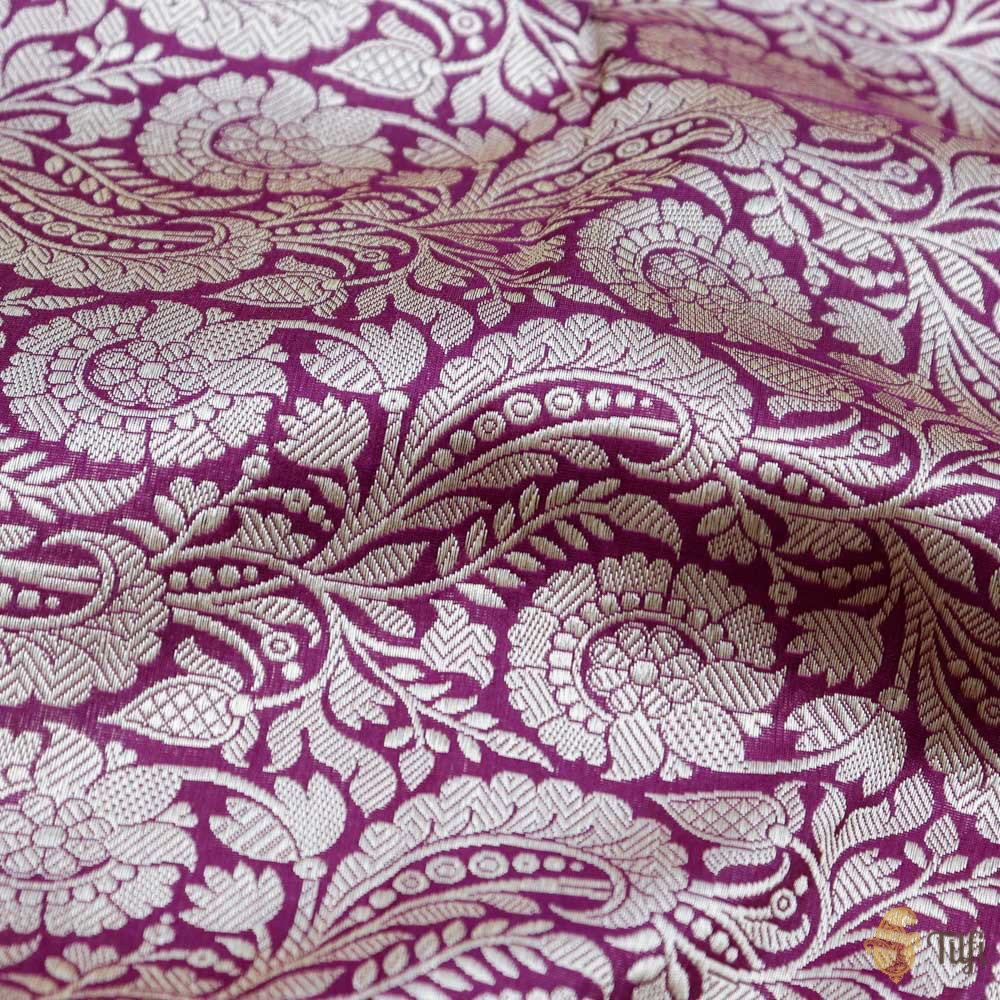 Garnet Pure Katan Silk Banarasi Handloom Fabric