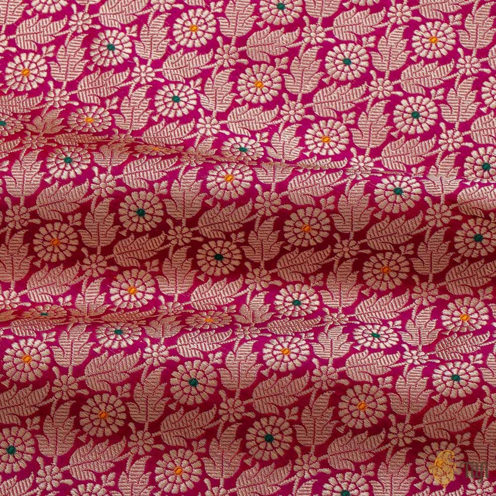 Red-Purple Pure Katan Silk Banarasi Handloom Fabric