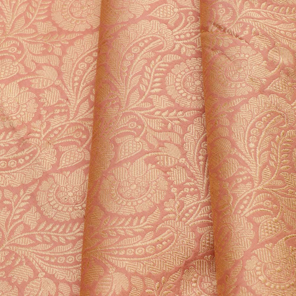 Soft Pink Pure Katan Silk Banarasi Handloom Fabric