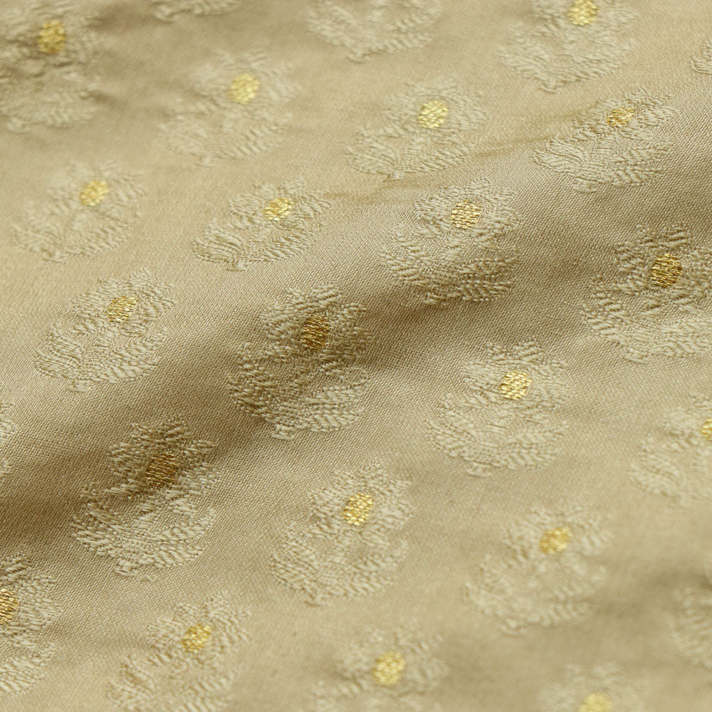 Light Grey Pure Soft Satin Silk Banarasi Handloom Fabric