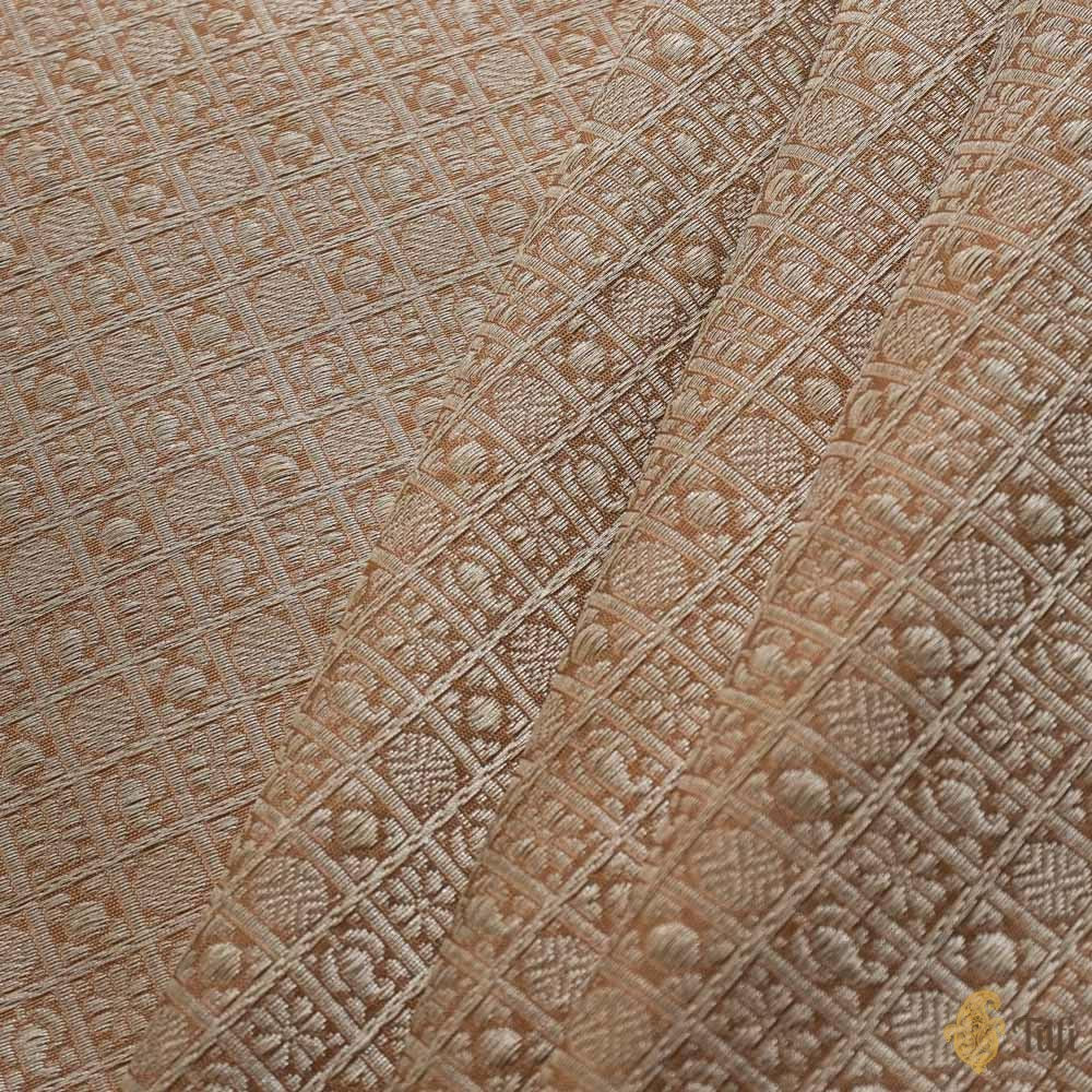 Dark Beige Pure Katan Silk Banarasi Handloom Fabric