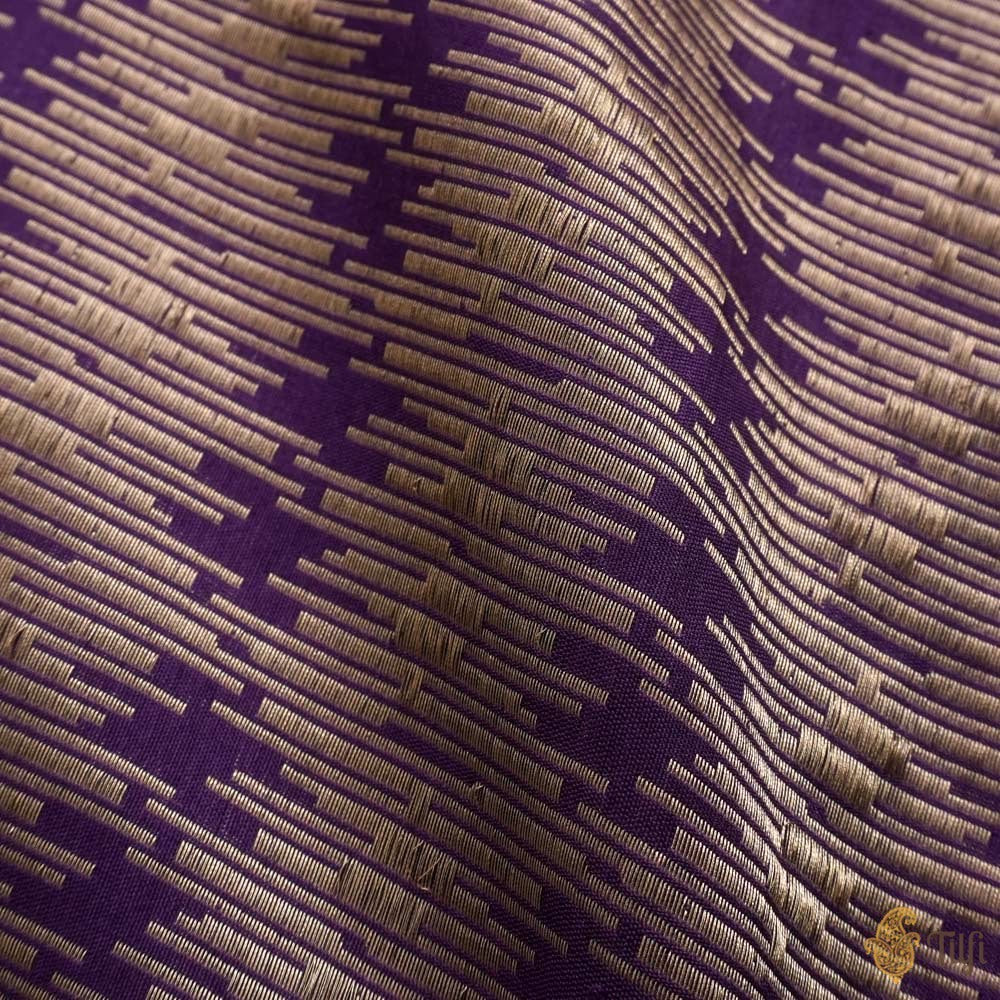 Violet Pure Katan Silk Banarasi Handloom Fabric