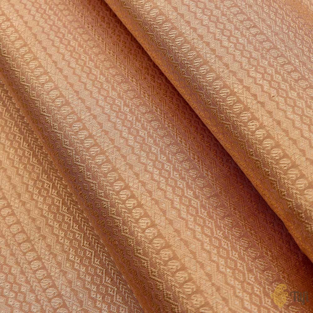 Light Brown Pure Katan Silk Banarasi Handloom Fabric