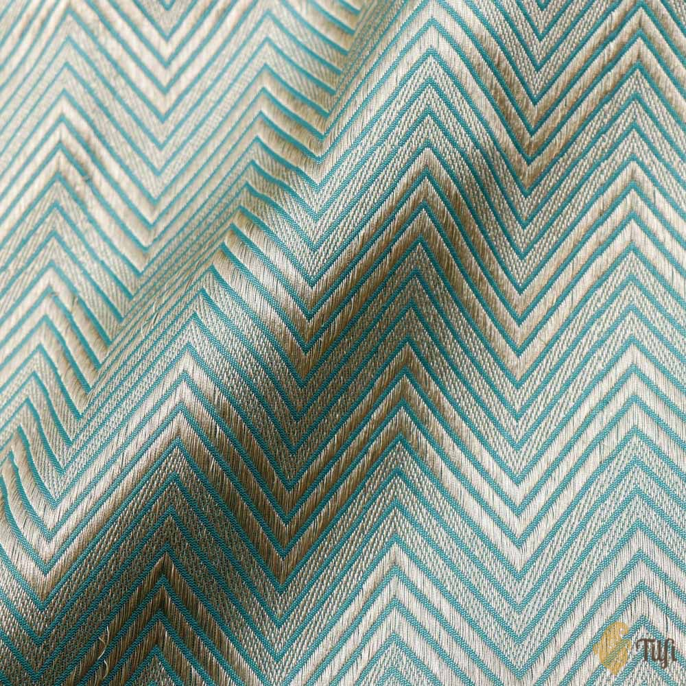 Light Aqua Green Pure Katan Silk Banarasi Handloom Fabric
