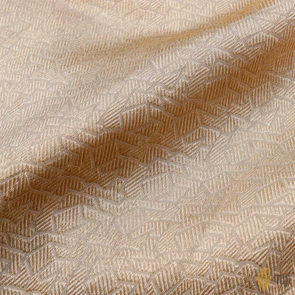 Light Gold Pure Katan Silk Banarasi Handloom Fabric