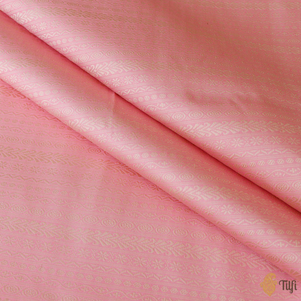 Soft-Pink-Beige Pure Katan Silk Banarasi Handloom Fabric
