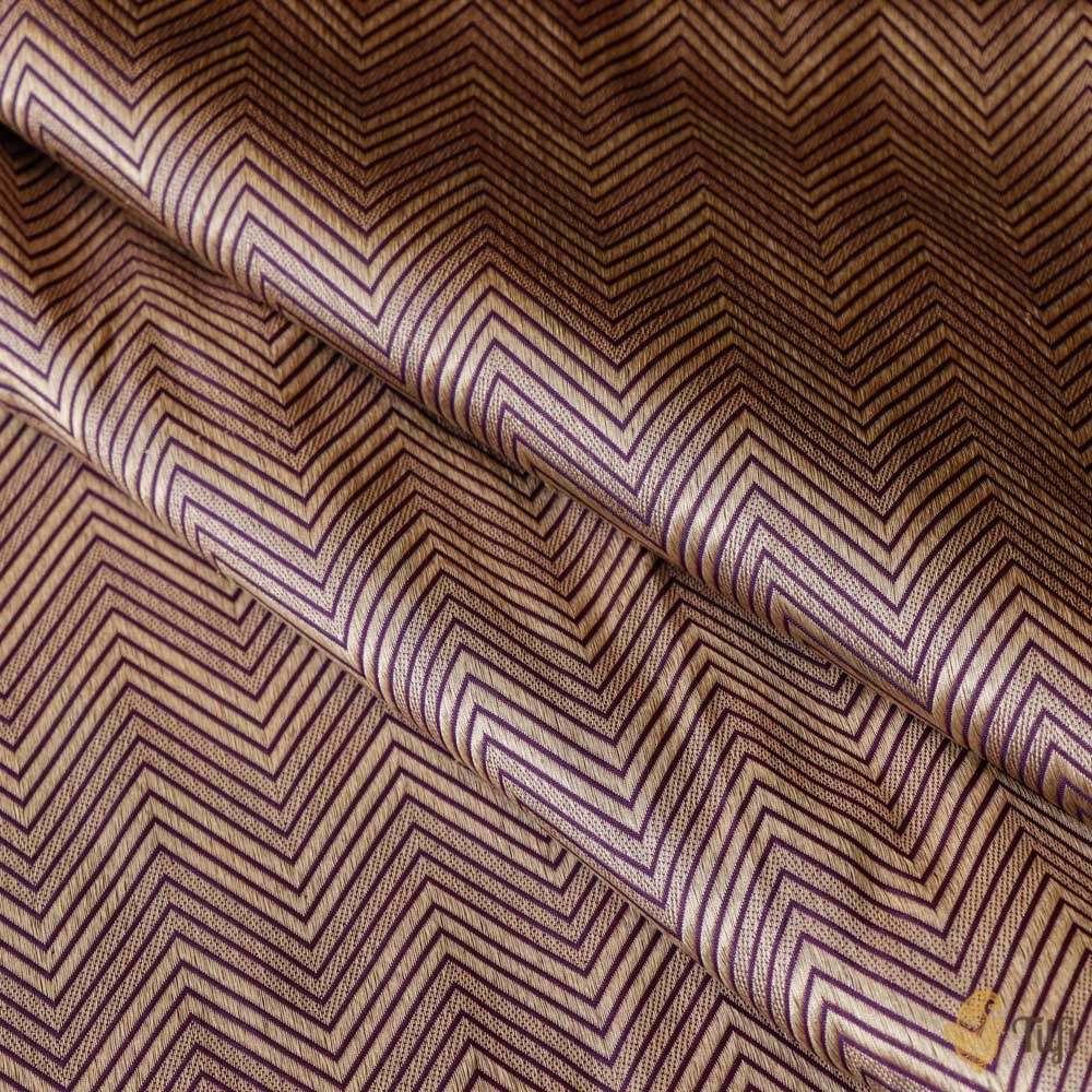 Purple Pure Katan Silk Banarasi Handloom Fabric