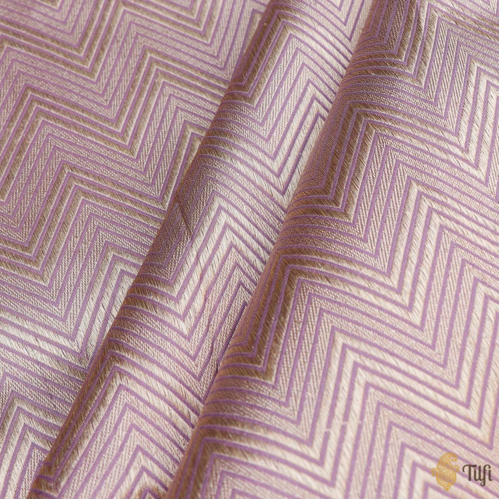 Light Lilac Pure Katan Silk Banarasi Handloom Fabric
