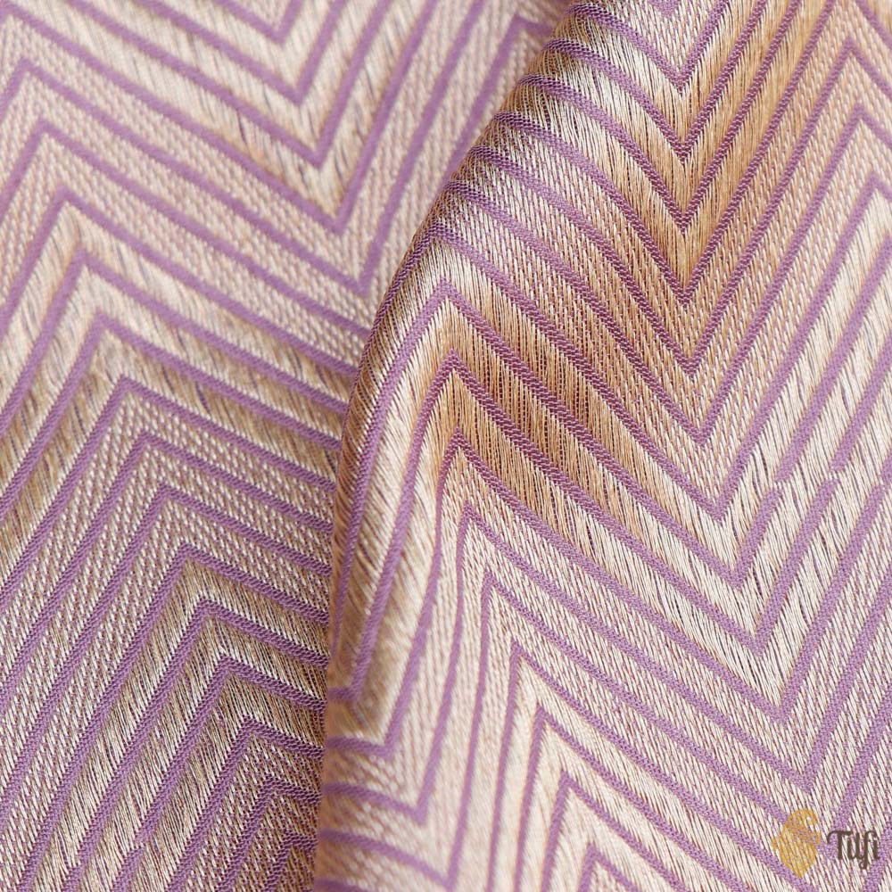 Light Lilac Pure Katan Silk Banarasi Handloom Fabric