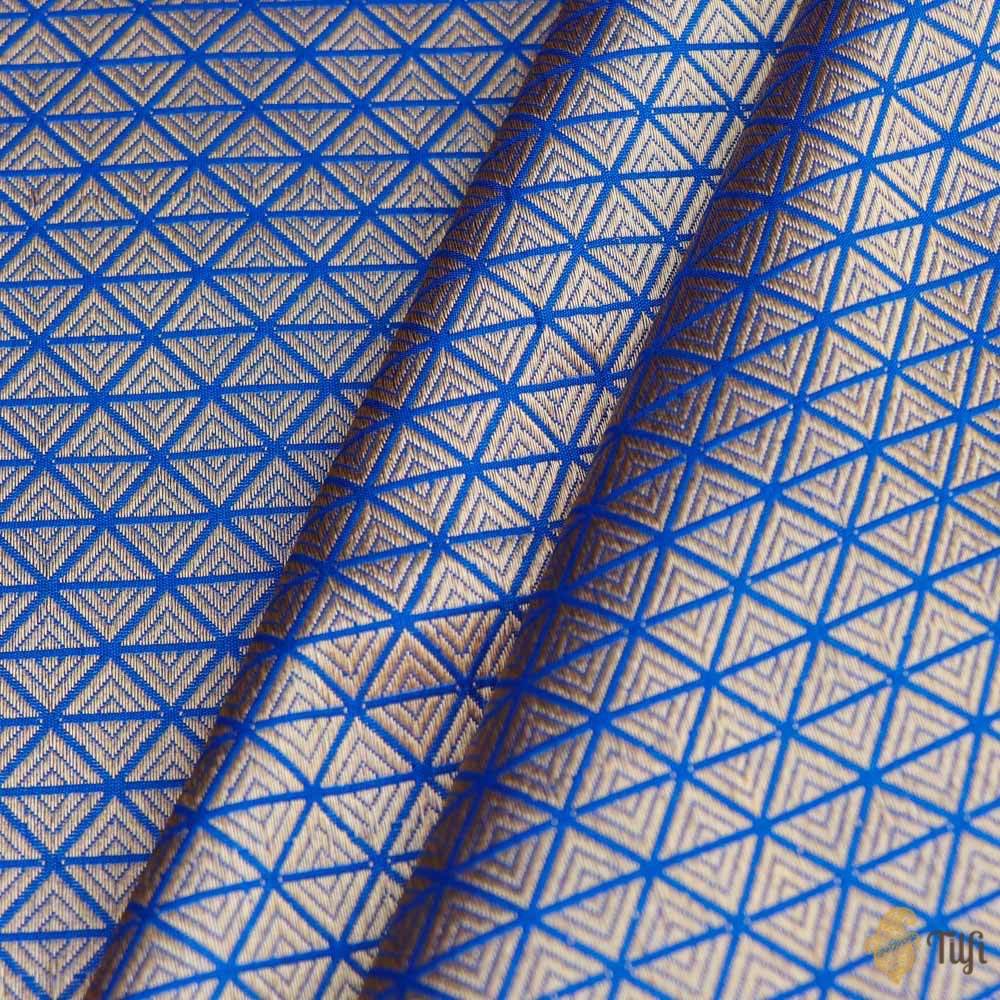 Royal Blue Pure Katan Silk Banarasi Handloom Fabric