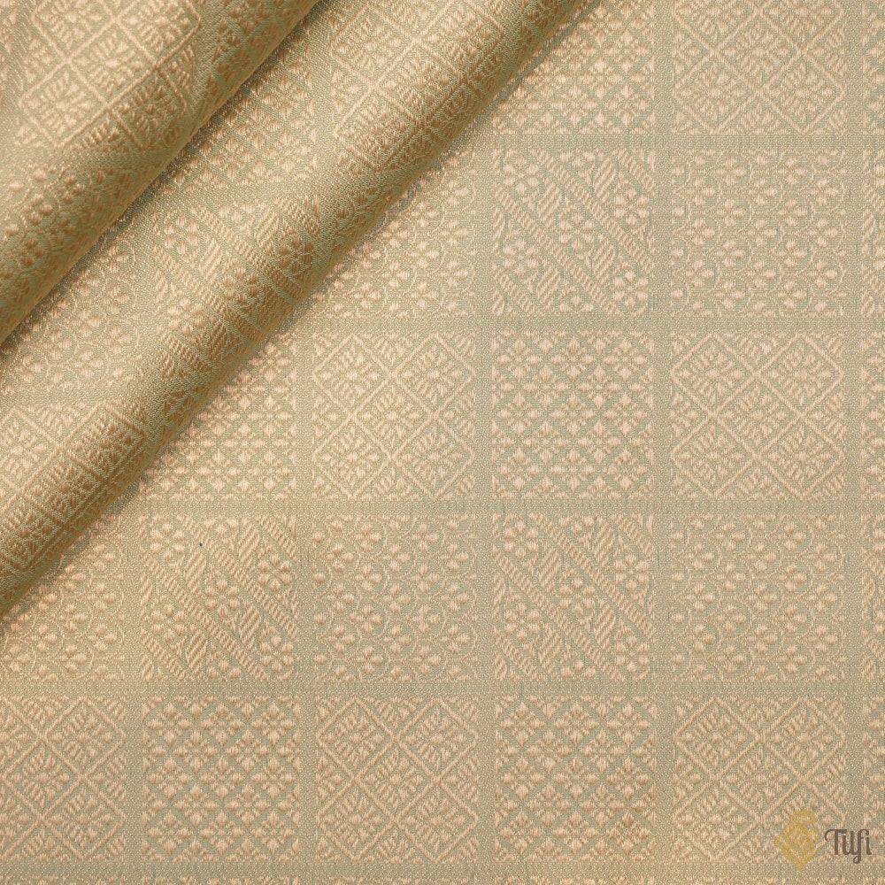 Mint Green Pure Katan Silk Banarasi Handloom Fabric