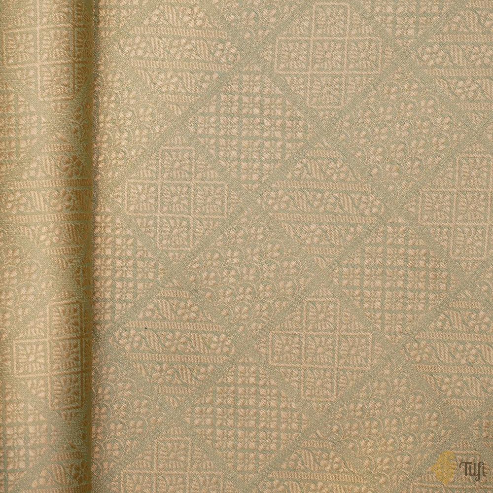 Mint Green Pure Katan Silk Banarasi Handloom Fabric