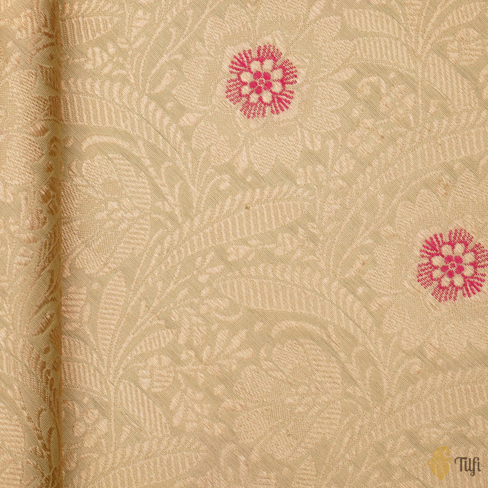 Pastel Green Pure Katan Silk Banarasi Handloom Fabric