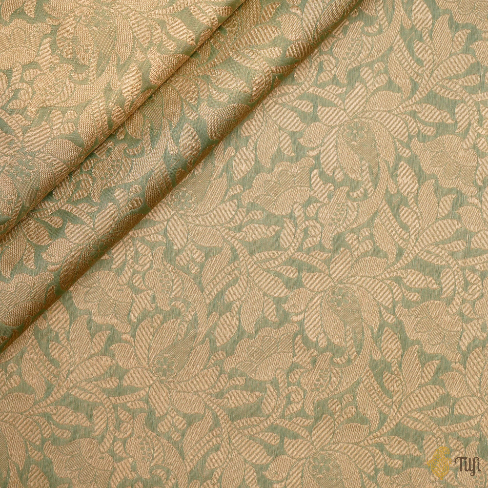 Light Sage Pure Katan Silk Banarasi Handloom Fabric