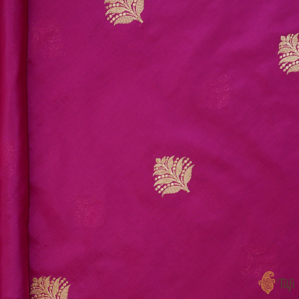 Magenta Pink Pure Katan Silk Banarasi Handloom Fabric