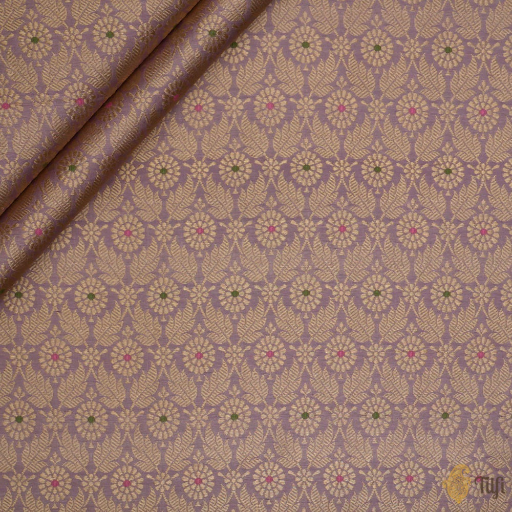 Light Mauve Pure Katan Silk Banarasi Handloom Fabric