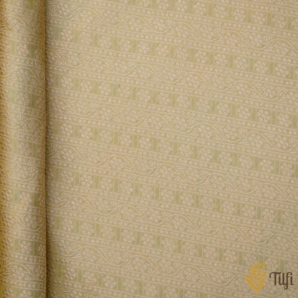 Pista Green Pure Katan Silk Banarasi Handloom Fabric