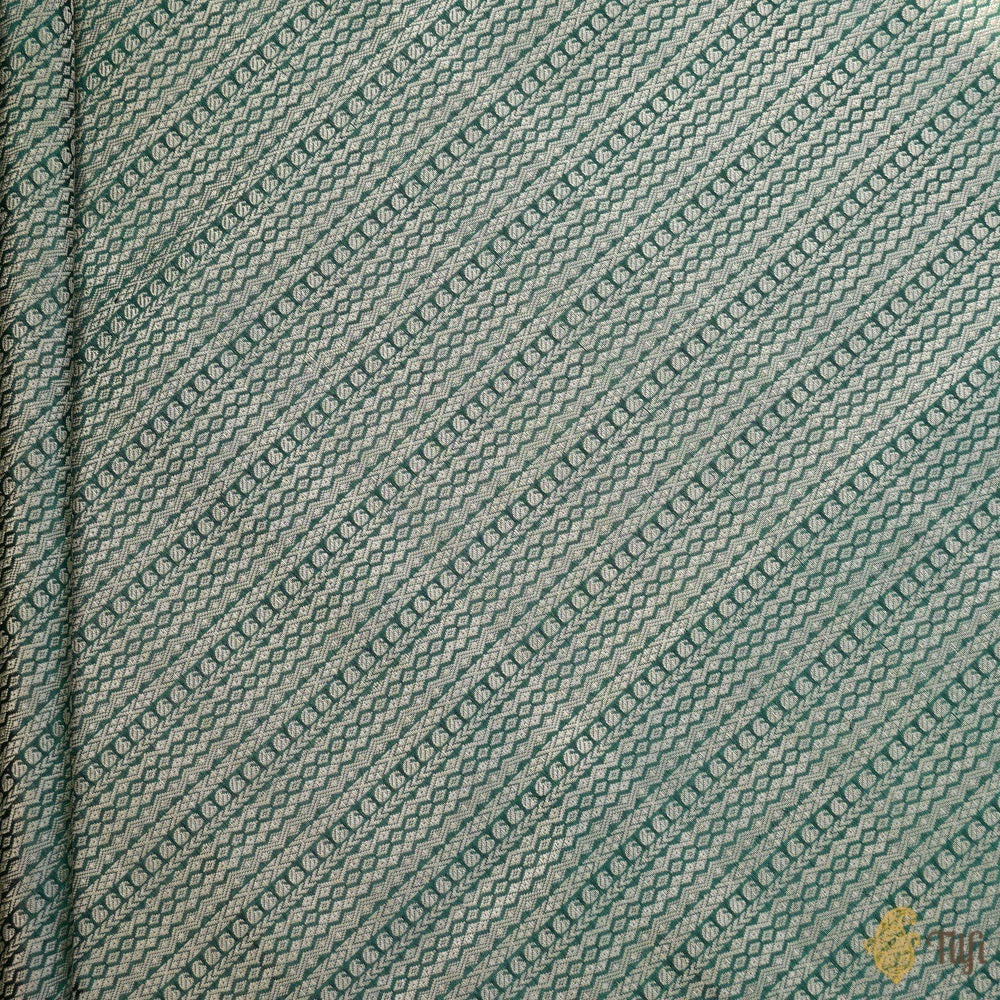Deep Green Pure Katan Silk Banarasi Handloom Fabric
