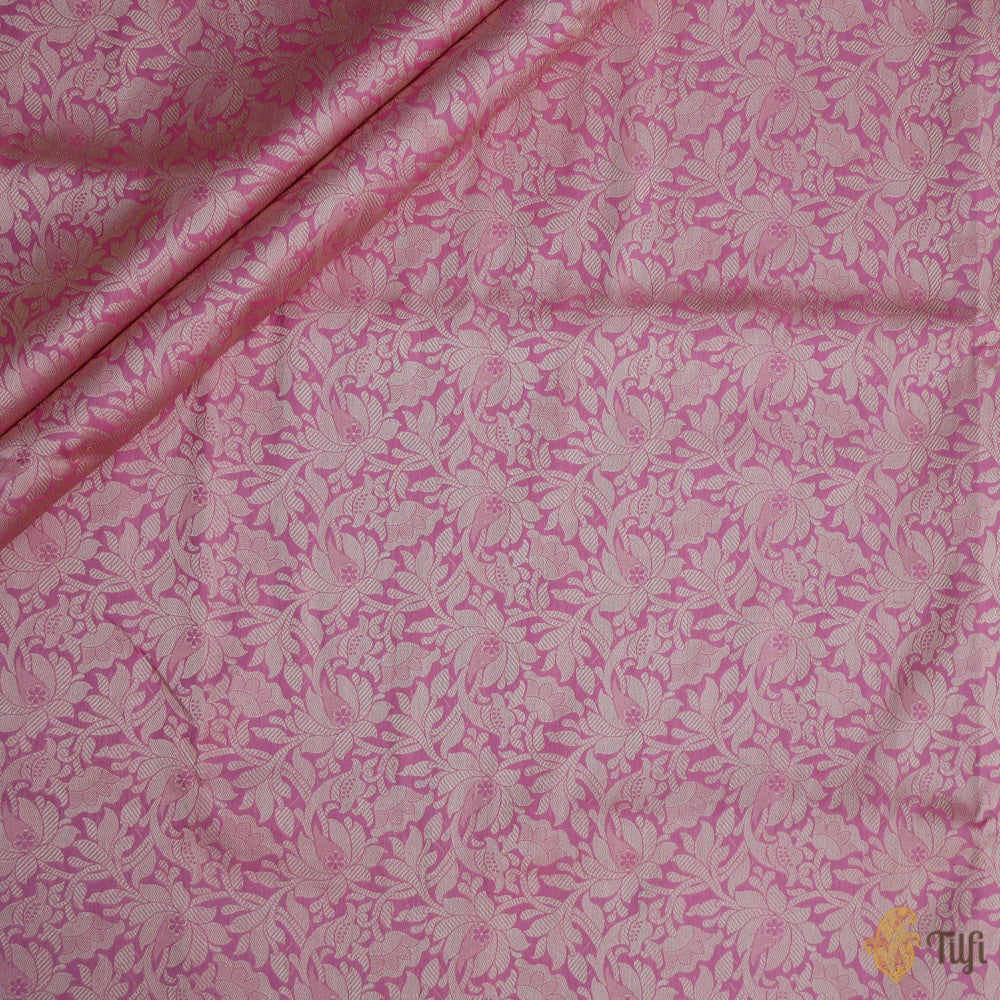 Pink Pure Katan Silk Banarasi Handloom Fabric